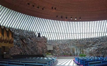 芬兰赫尔辛基岩石教堂内部-北欧旅游-重庆旅行社