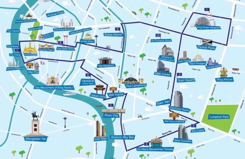 曼谷旅游双层观光巴士文化蓝线介绍