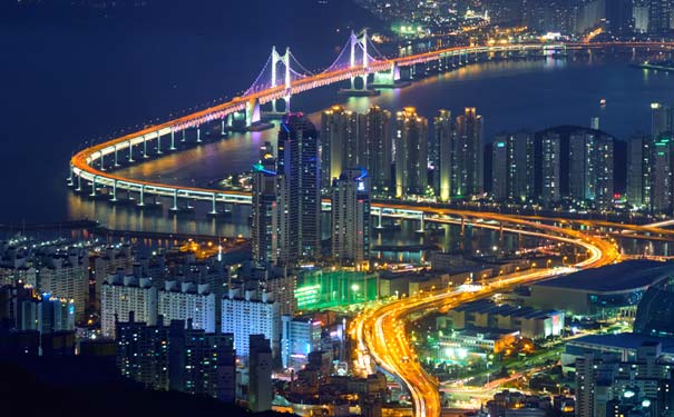 韩国旅游：釜山光安桥夜景