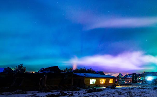 冬季漠河旅游景点推荐：北极村极光