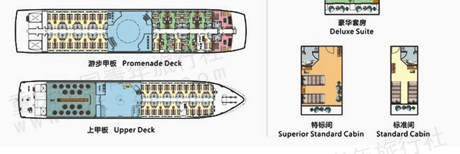 维多利亚3号三峡游轮：甲板布局与客房介绍2