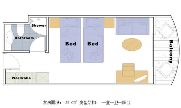 世纪钻石号游轮豪华标准间