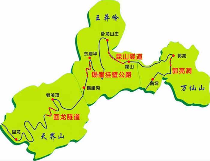 [太行山绝壁公路]重庆自驾旅游线路简图