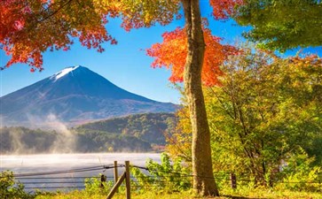 河口湖远眺富士山-日本旅游报价