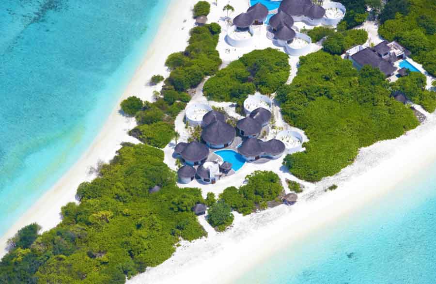 神仙珊瑚岛隐蔽温泉酒店航拍-马尔代夫旅游报价