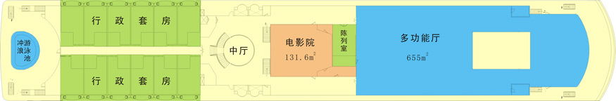 长江黄金1号豪华五星游轮甲板布局介绍：娱乐甲板