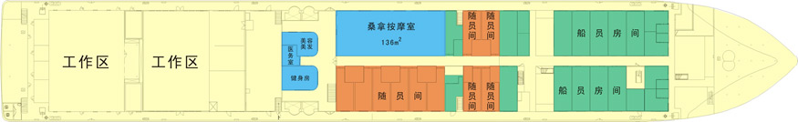 长江黄金1号豪华五星游轮甲板布局介绍：主甲板