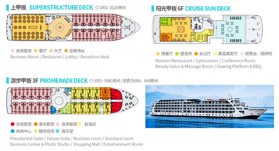 神女一号甲板布局-三峡旅游-重庆中青旅