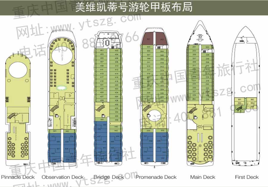 美维凯蒂号三峡游轮甲板布局