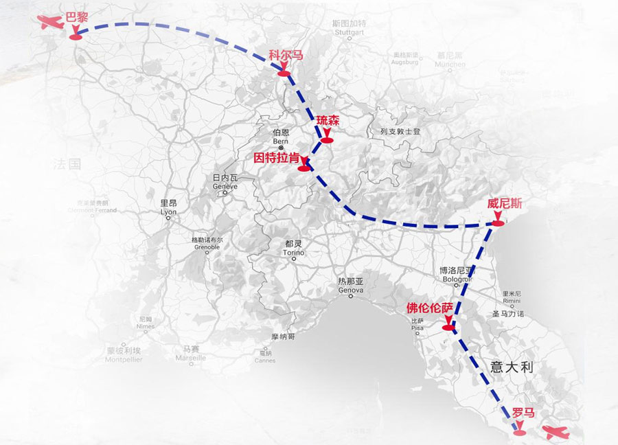 重庆到欧洲旅游线路简图-重庆青年旅行社