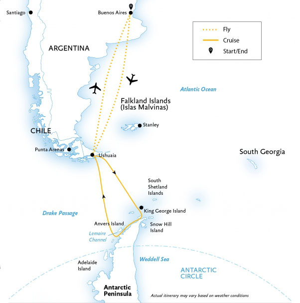 南极旅游线路图概览-重庆中国青年旅行社