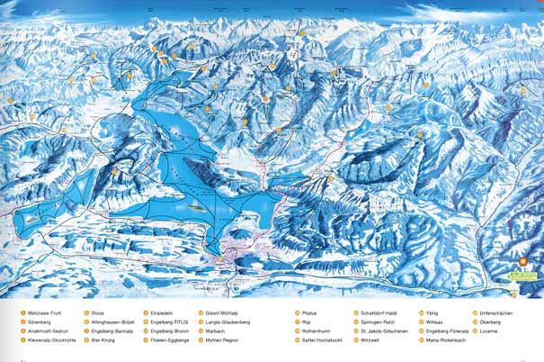 瑞士阿尔卑斯山脉滑雪线路地图