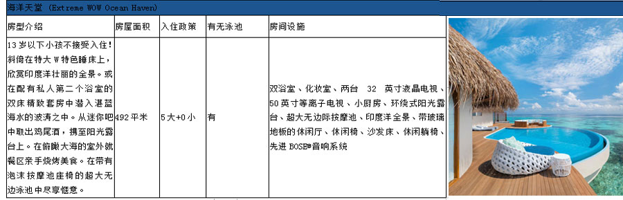 马尔代夫旅游宁静岛房型参考4-重庆青年旅行社