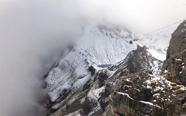 欧洲瑞士旅游：阿尔卑斯山脉雪朗峰缆车