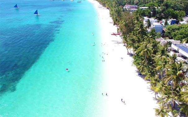 菲律宾长滩岛旅游：白沙滩航拍