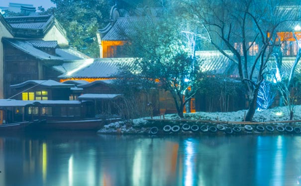 乌镇旅游住宿推荐：乌镇雪后夜景