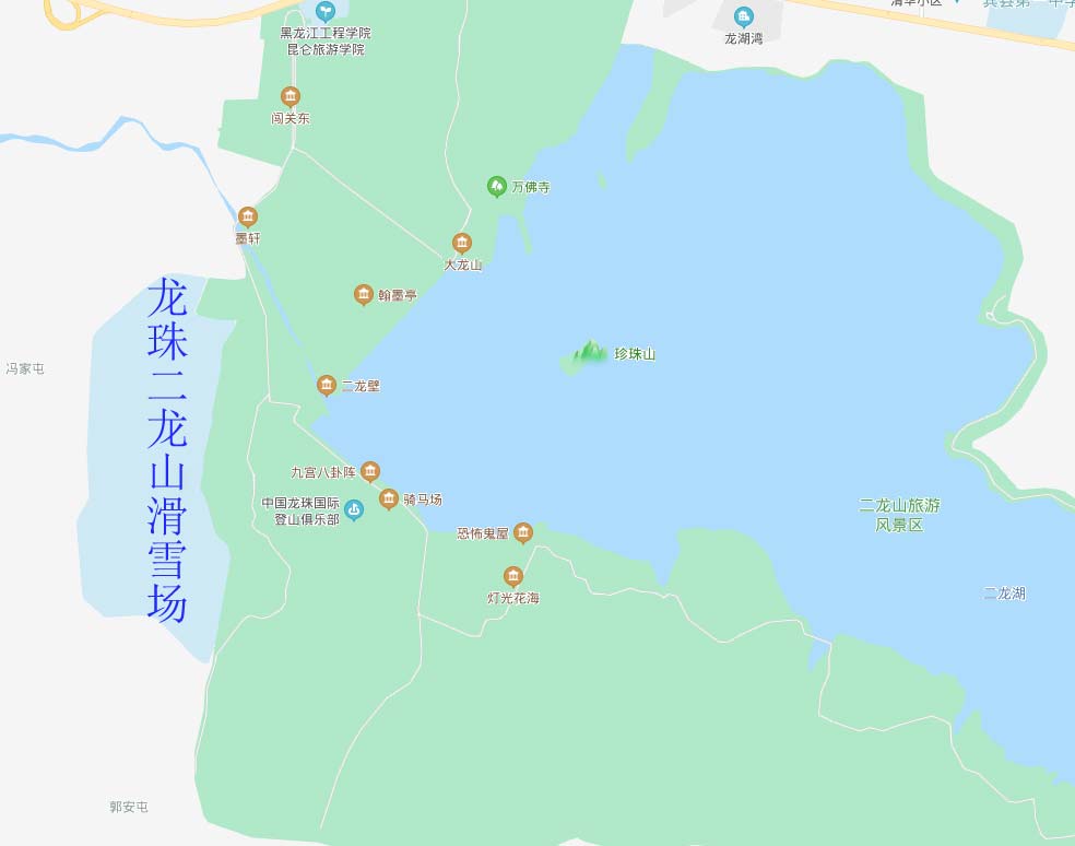 哈尔滨龙珠二龙山滑雪场旅游地图