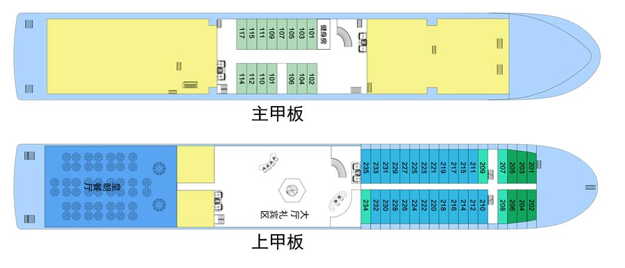 美维凯悦号豪华游轮甲板布局2-重庆三峡游