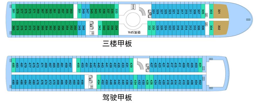 美维凯悦号豪华游轮甲板布局3-重庆三峡游