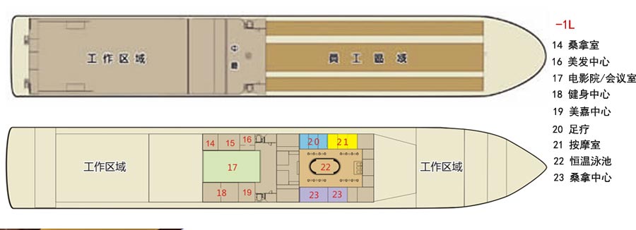 重庆到上海总统七号三峡游轮：甲板布局4