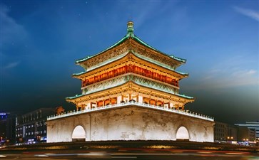 陕西西安鼓楼夜景-重庆自驾旅游