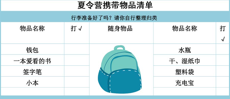 重庆夏令营[航空研学]出行携带物品清单1