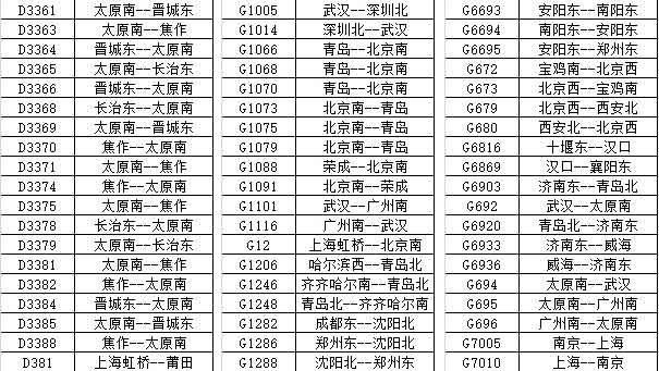 7月28日全国火车停运详细车次信息图7