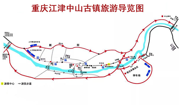 重庆旅游景点：江津中山古镇旅游导览图