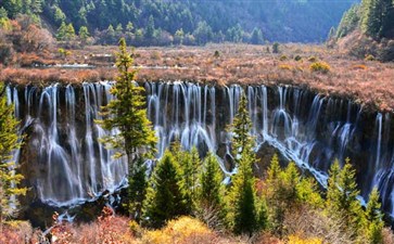 九寨沟诺日朗瀑布秋季红叶