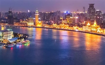 华东旅游：上海黄浦江上夜景