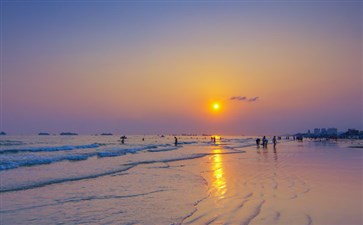 北海旅游：北海银滩日落