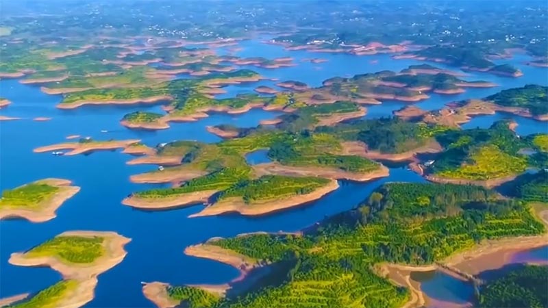 重庆长寿湖景区航拍