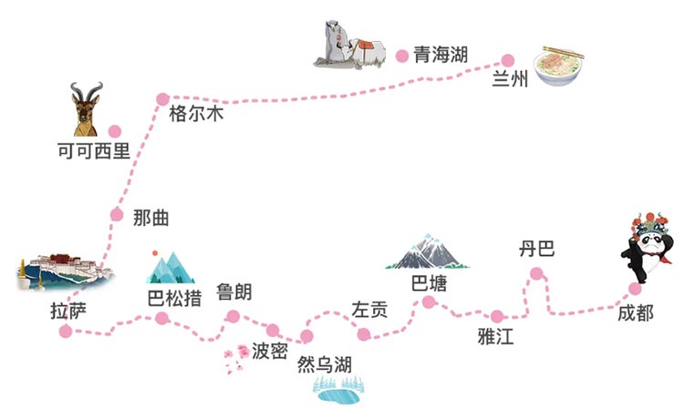 [西藏林芝桃花版]重庆自驾旅游线路简图