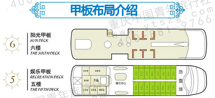 总统六号三峡游轮画册：甲板布局介绍1