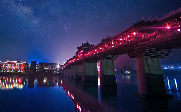 濯水景区风雨廊桥夜景