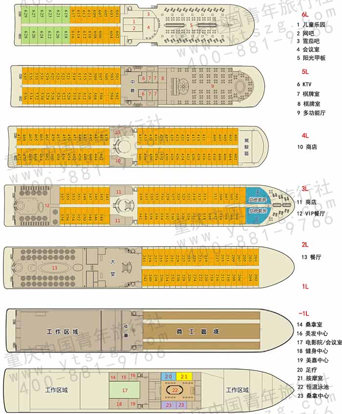 总统七号游轮设施与甲板布局介绍