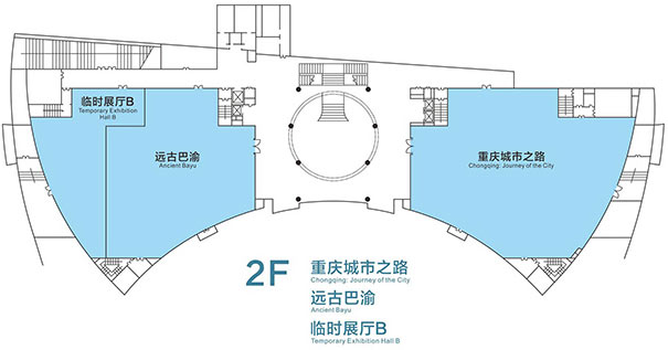 重庆三峡博物馆二楼导览平面图