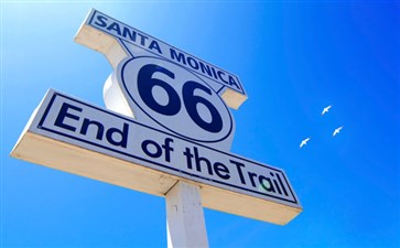 美国旅游：加州圣莫妮卡66号公路终点