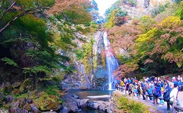 日本旅游：大阪箕面公园箕面瀑布秋季景色