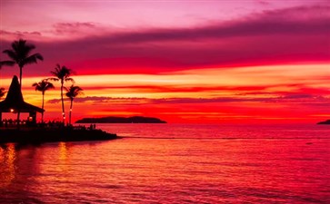 沙巴旅游：亚庇海边日落