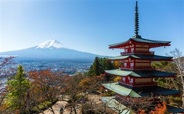 日本旅游：富士山浅间神社秋景
