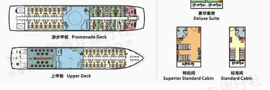 维多利亚三号三峡游船甲板布局与客房介绍