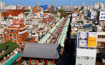 日本旅游：东京浅草观音寺雷门外的仲见世商店街