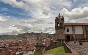 南美洲旅游：秘鲁库斯科古城大教堂与古城全景