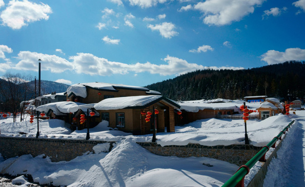 重庆出发冰雪旅游_[东北全景]东北雪乡+亚布力+漠河+雾凇岭8日游[重庆直飞哈尔滨]<冬季东北冰雪旅游线路，赏冰雪东北全景，全程0购物，入住1晚五星香格里拉酒店，精品东北美食，送保暖三件套！>