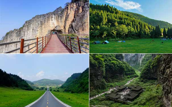 重庆到仙女山旅游_重庆市内+武隆仙女山+天生三桥+武陵山纯玩4日游[含接送站]<重庆周边经典景点连线四日游，同车同导，市内一日游+武隆仙女山天坑+武陵山大裂谷+816核工洞，专车接送站，不进店！>